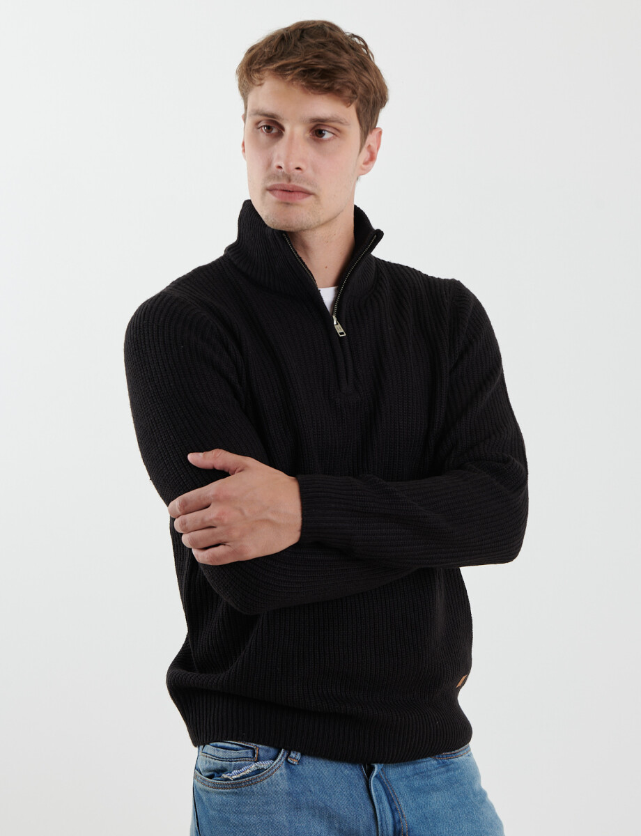 470587 SWEATER PUNTO MEDIO CIERRE HARRY Negro
