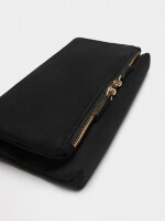 Bolso Bandolera Efecto Piel Con Solapa negro
