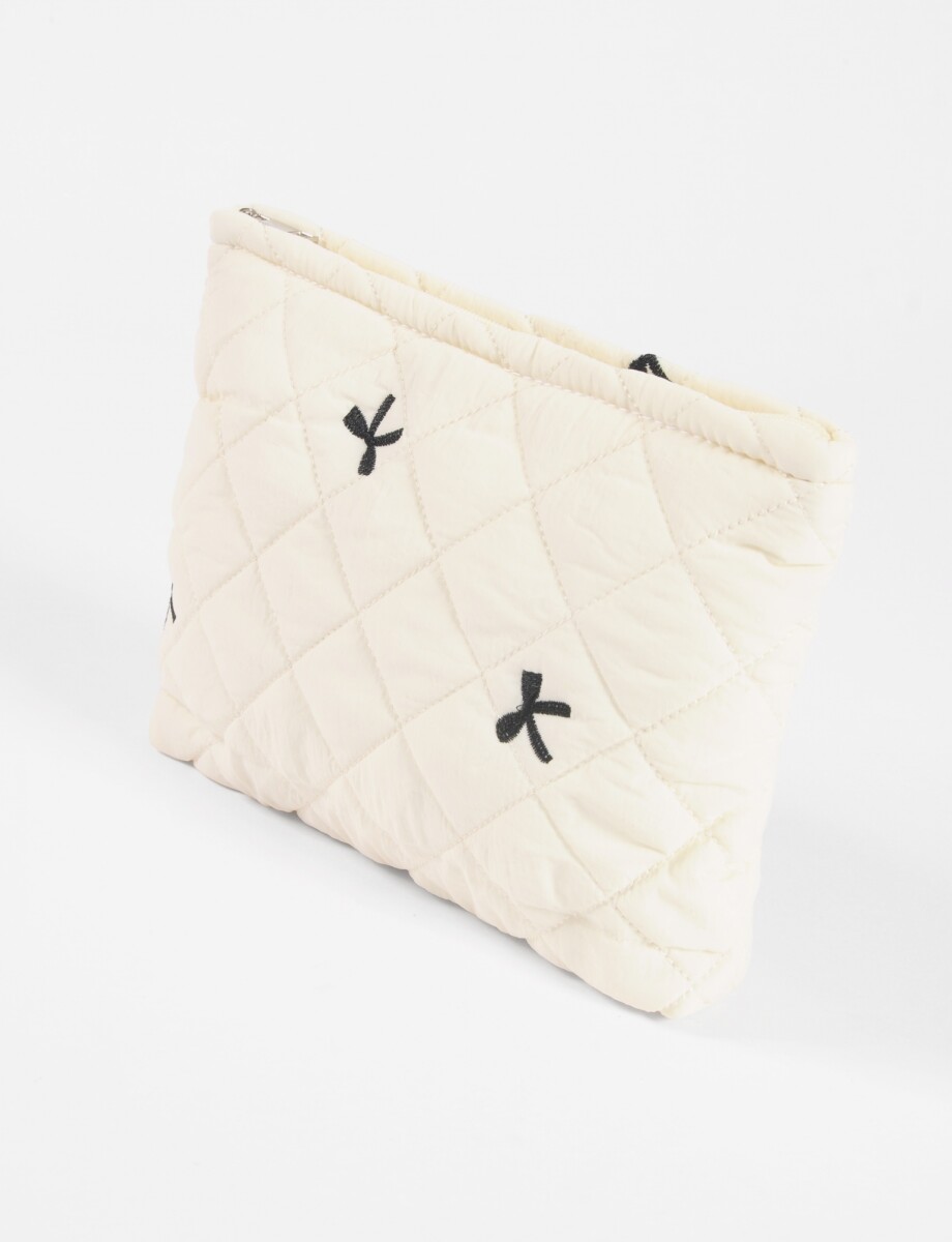 Estuche bordado moña - blanco 