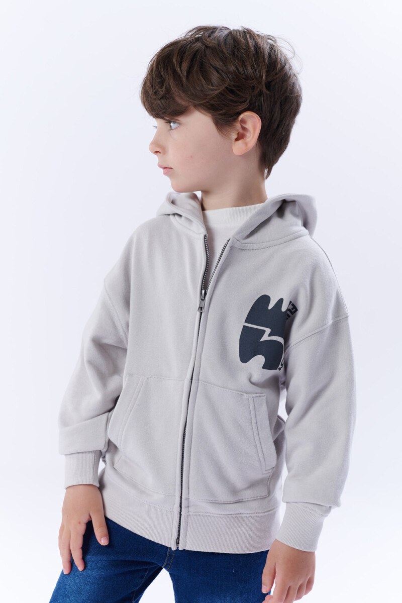 Campera deportiva estampa Joy Gris Claro