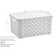 Set x3 Caja organizadora simil rattán con tapa M BLANCO