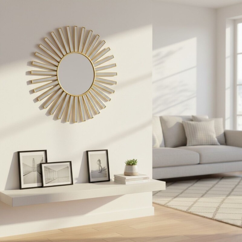 ESPEJO RED DORADO 26CM Unica