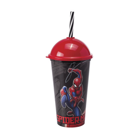 Vaso Plástico Milk Shake con Pajita 500 ml Spiderman Surtidos