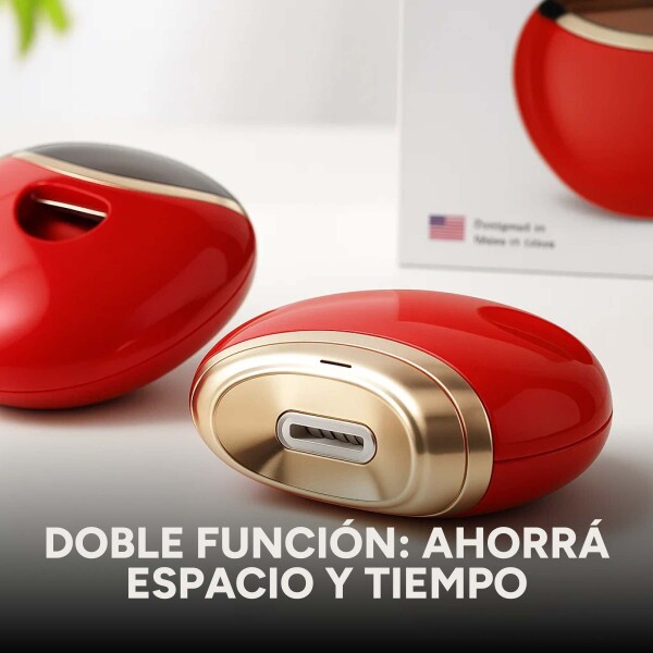 Corta Uñas Eléctrico Portátil USB C/ Función Lima Recargable Color Rojo