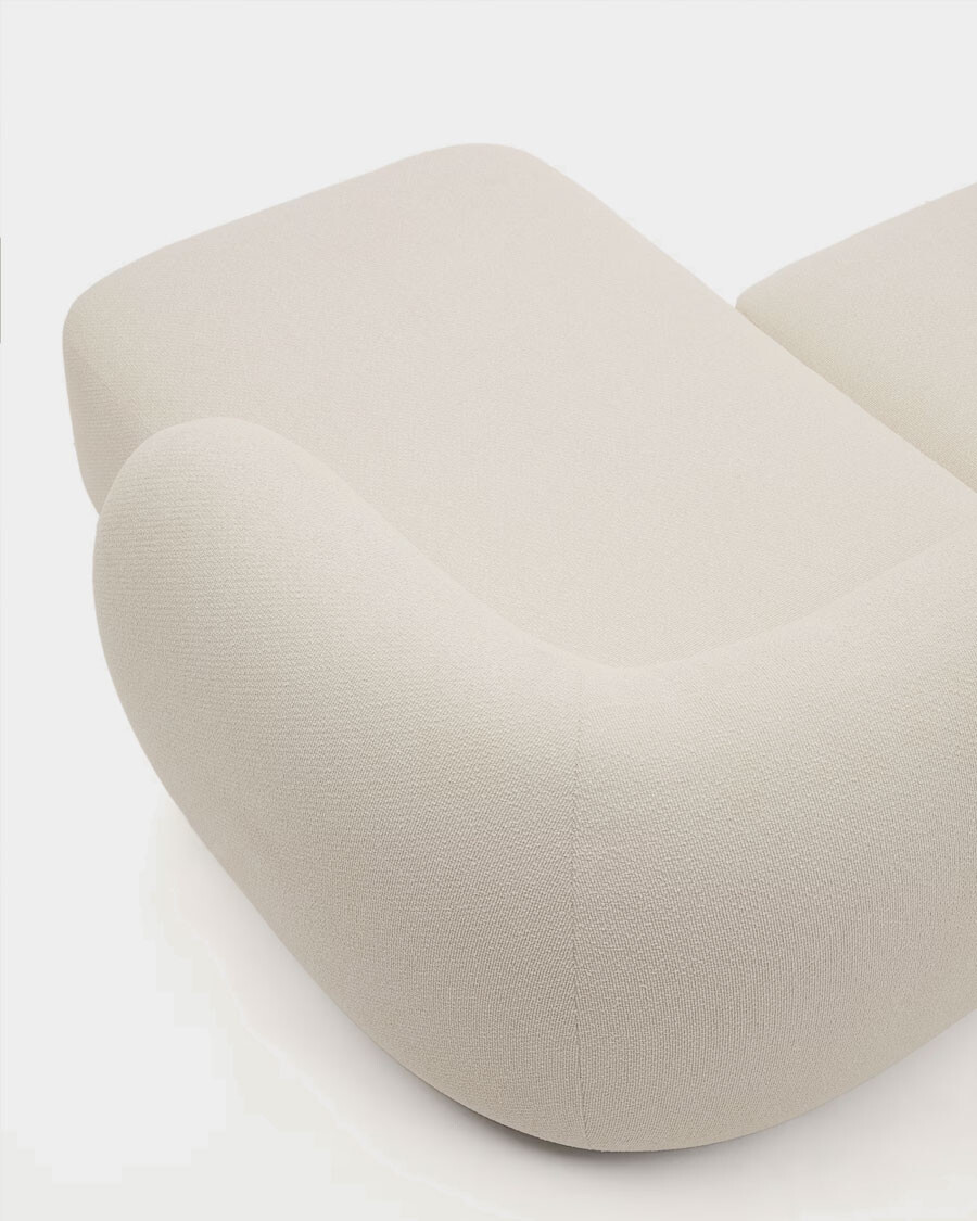 Sofá modular Martina 3 plazas de chenilla con chaise longue derecho color crudo 287 cm Sofá modular Martina 3 plazas de chenilla con chaise longue derecho color crudo 287 cm