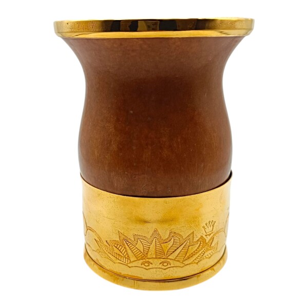 Mate Camionero con base bañado en oro - ALPACA - 15 marrónuniforme