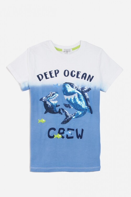 Remera m/c Deep Ocean CELESTE