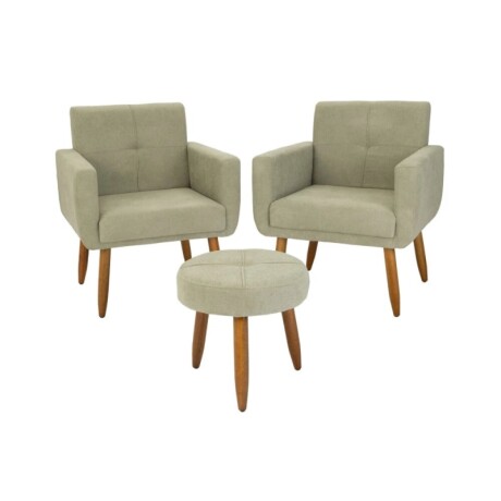 Conjunto Decorativo 494 Dallas 2 Poltronas + Puff Verde Conjunto Decorativo 494 Dallas 2 Poltronas + Puff Verde