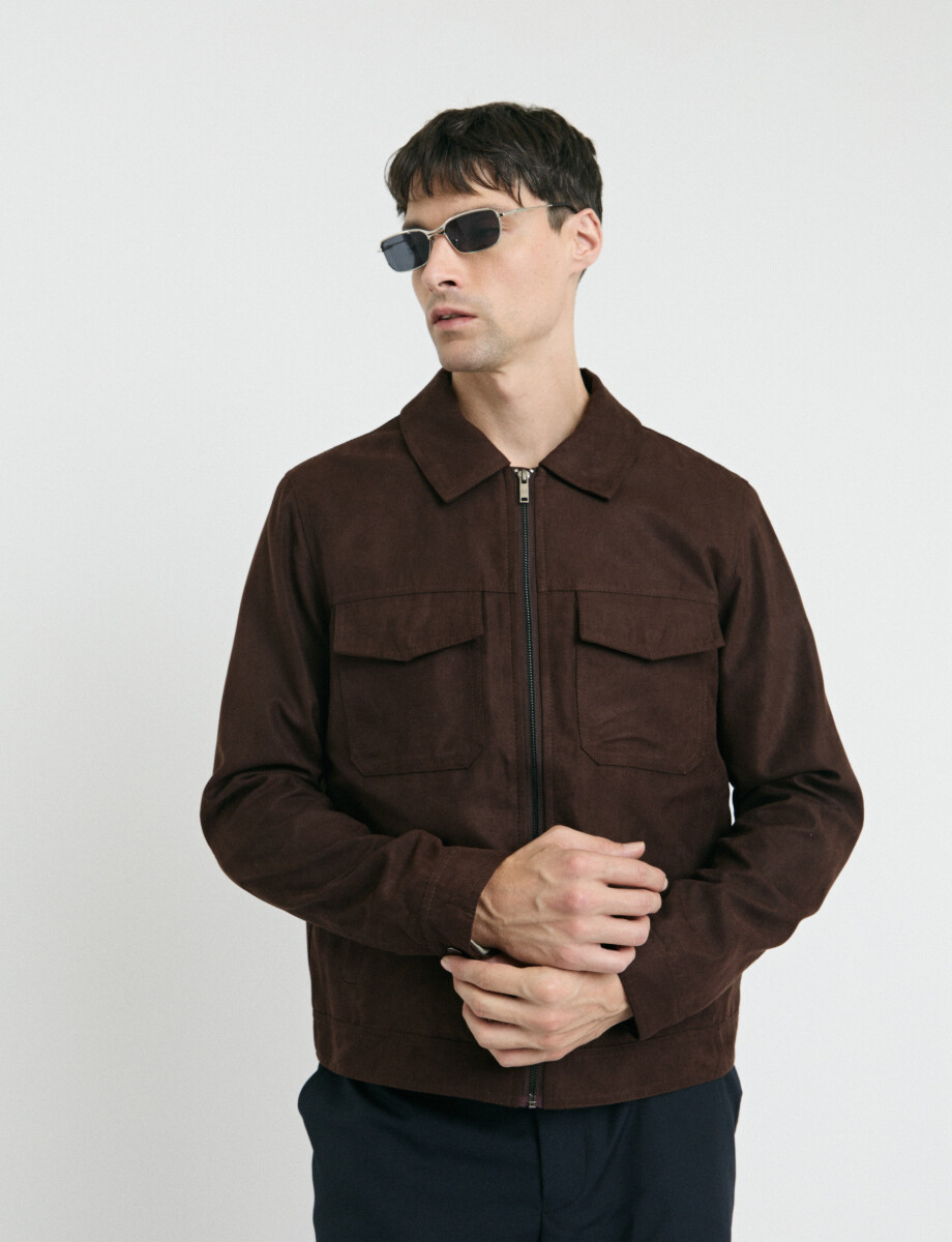 300711 CAMPERA HARRINGTON LABEL Marron Oscuro