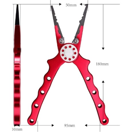 Alicate en aluminio 5 en 1 para pesca Rojo
