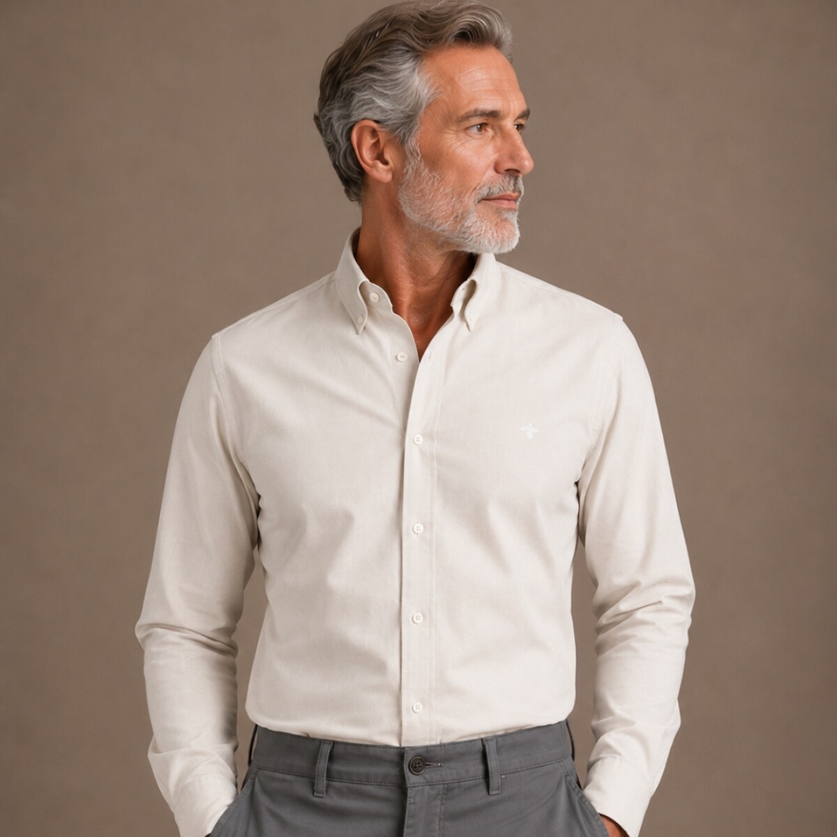 CAMISA OXFORD - Beige 
