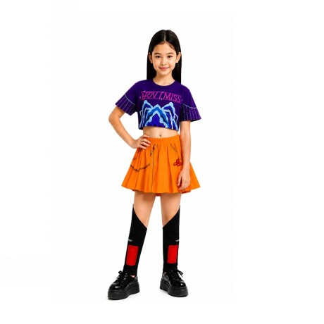 Disfraz Guerreras K-pop Tradicional 3 Varios Talles NARANJA-VIOLETA