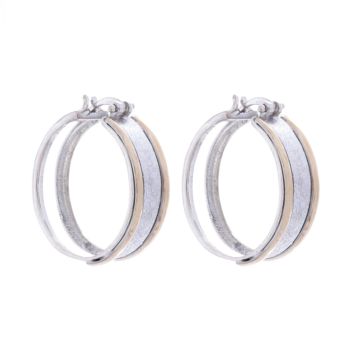 Par de aros de plata 925 y double en oro 18 ktes. 