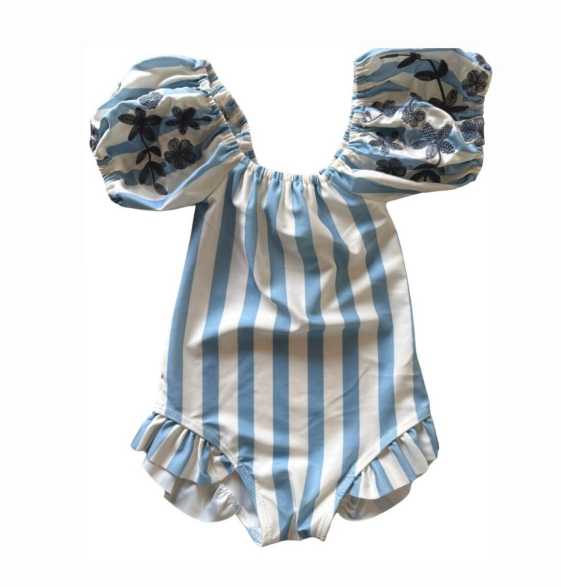 Traje de Baño Rayado Flores (UV UPF 50+) 