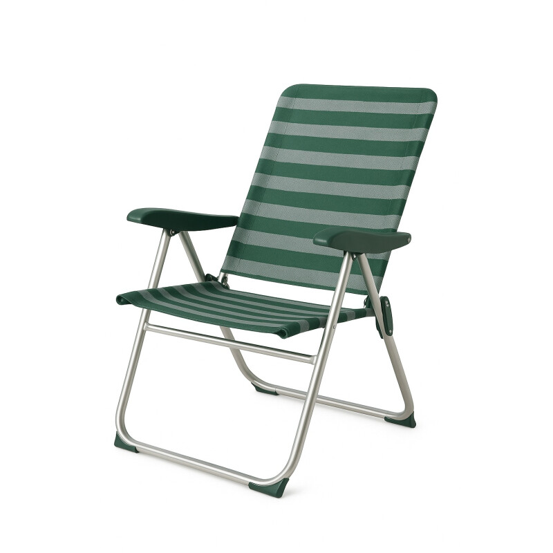 Silla de Playa Aluminio Respaldo Alto Color VERDE Rayas Silla de Playa Aluminio Respaldo Alto Color VERDE Rayas