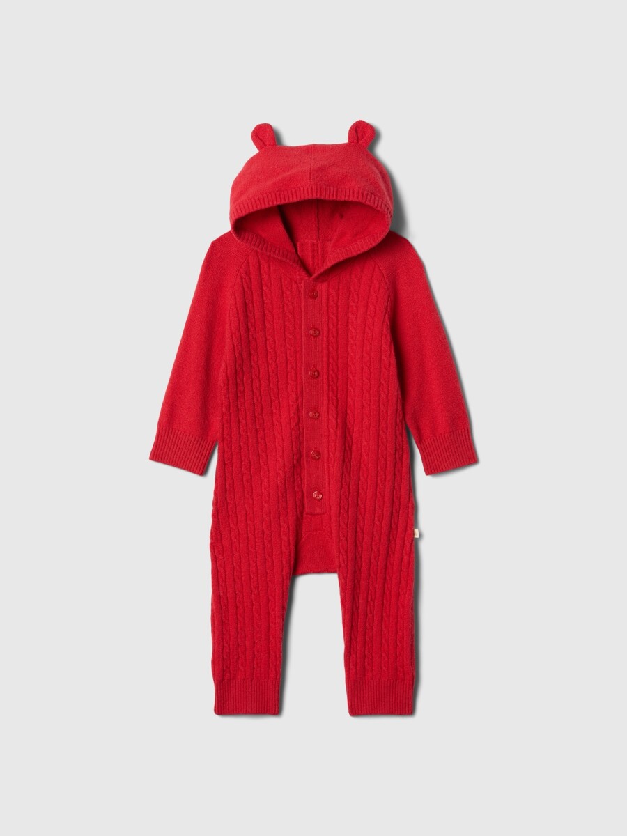 Pijama Con Cierre Botones Bebe - Modern Red 