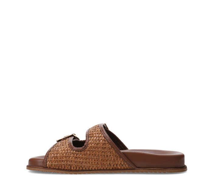 Sandalias de Mujer Bottero Baja Doble Hebilla Marrón Caramelo