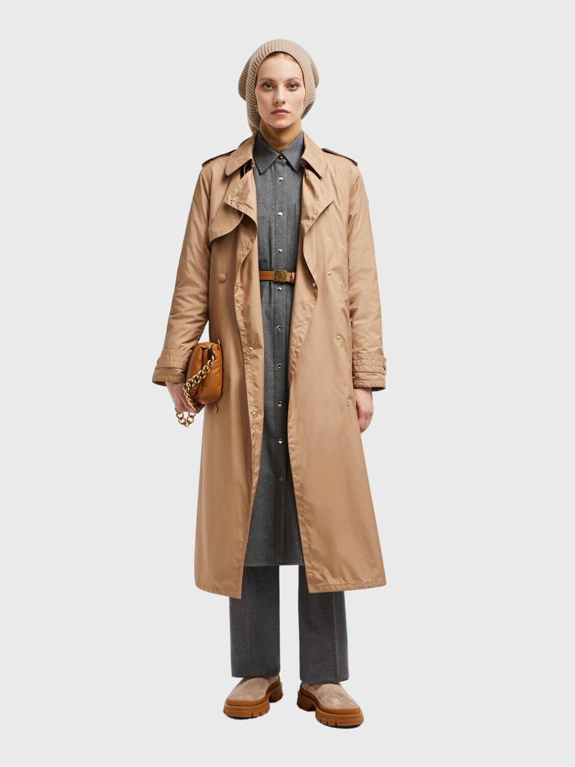 Moncler - Gabardina de plumas, Barbetane Beige