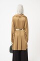 CAMISA LARGA TEJIDO ARRUGADO Camel
