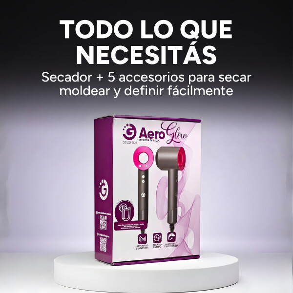Secador De Pelo Goldtech 1500W Coanda 5 Piezas 3 Niveles Color Negro