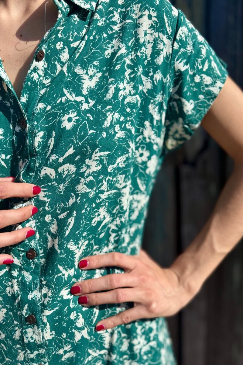 Vestido camisero largo Verde