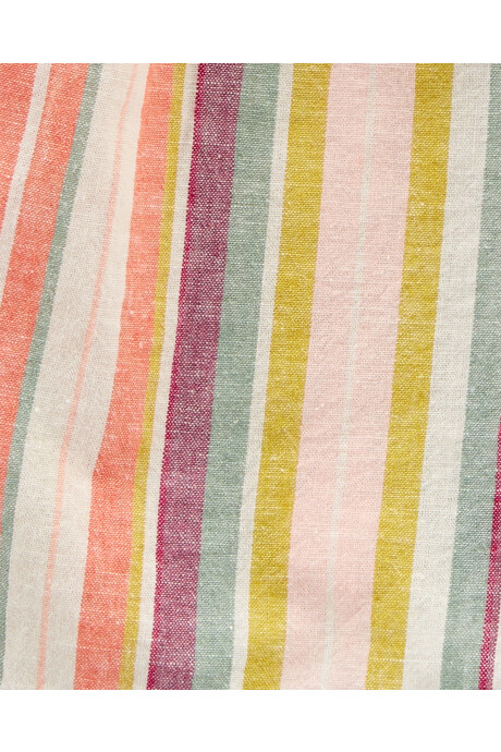 Blusa de lino con volados y diseño a rayas Sin color