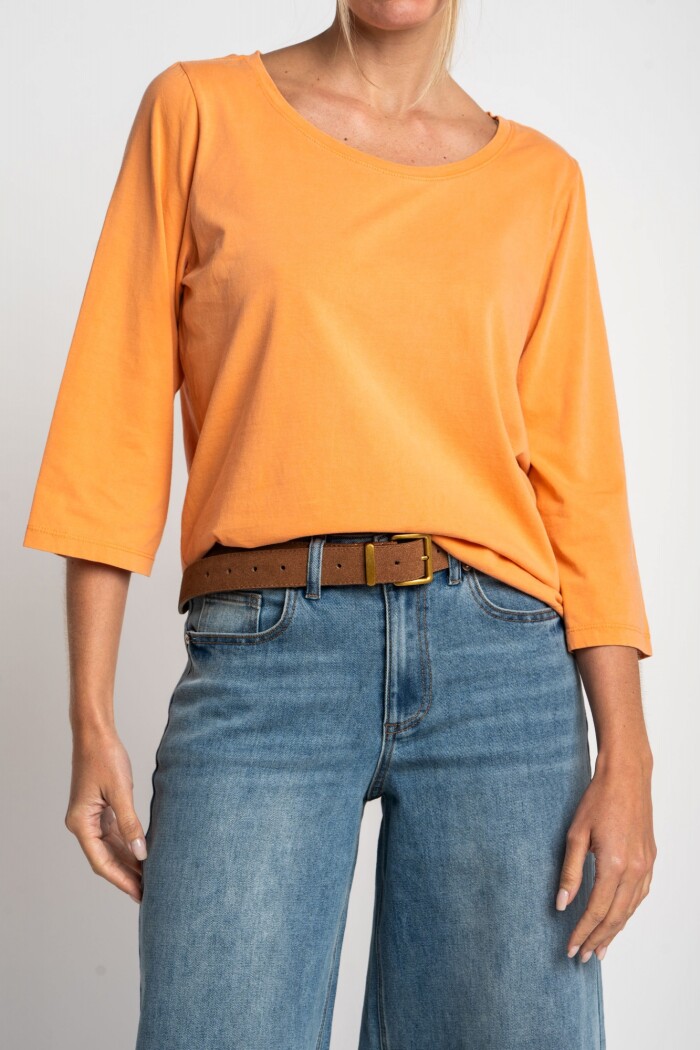 Remera Lavada Manga 3/4 Durazno