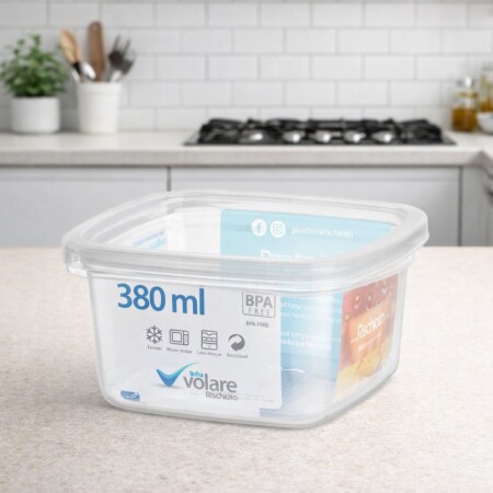 Pote Vianda Alimentos Plastico Cuadrado Volare 380ml Pote Vianda Alimentos Plastico Cuadrado Volare 380ml