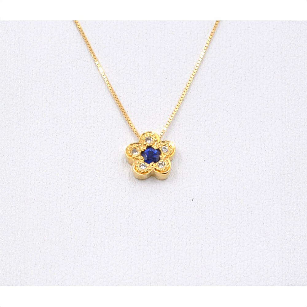 Dije en Oro 18 K, Brillantes Y Zafiros, Con Cadena Dije en Oro 18 K, Brillantes Y Zafiros, Con Cadena