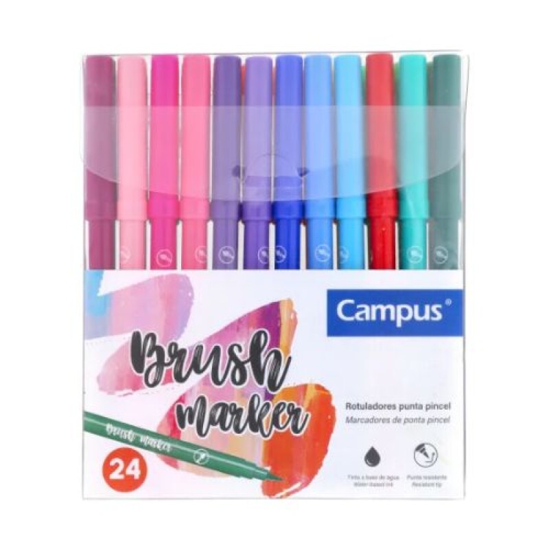 Marcadores Campus brush markers caja x24 Marcadores Campus Brush Markers Caja X24