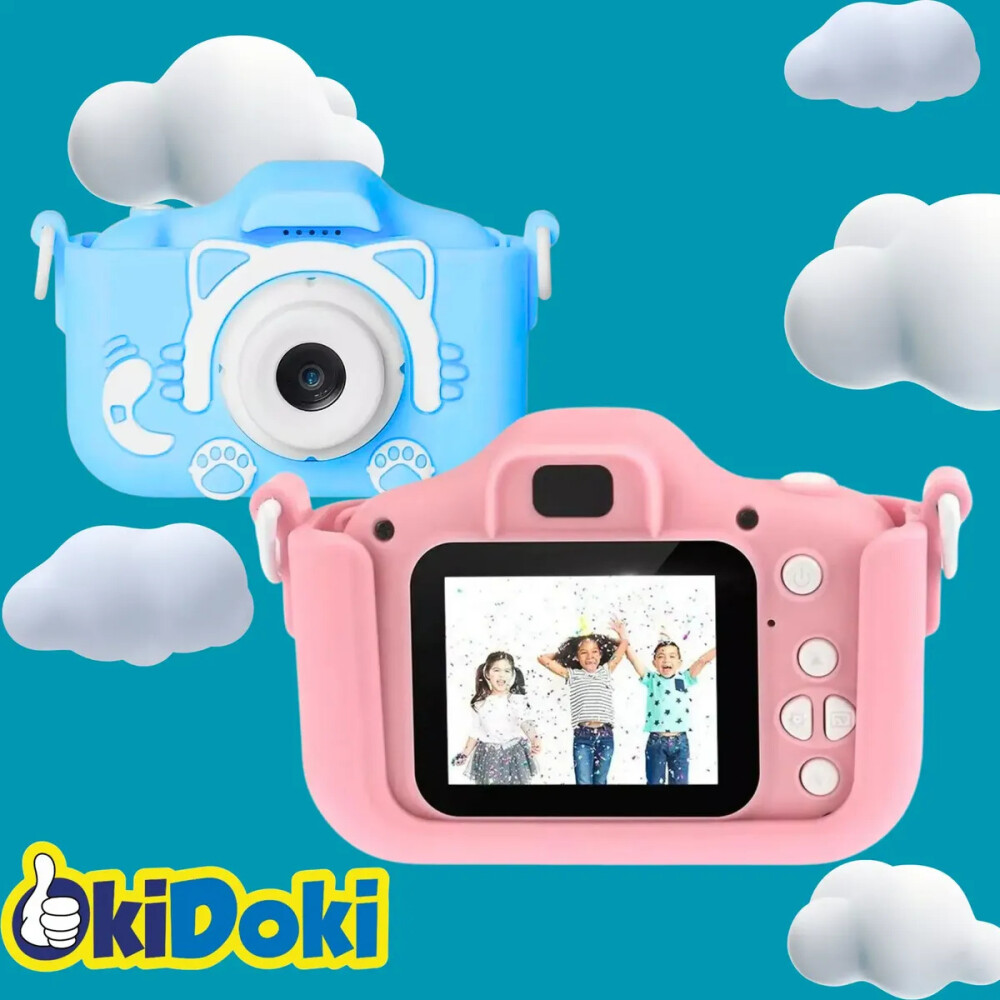 Cámara de fotos infantil con pantalla Azul