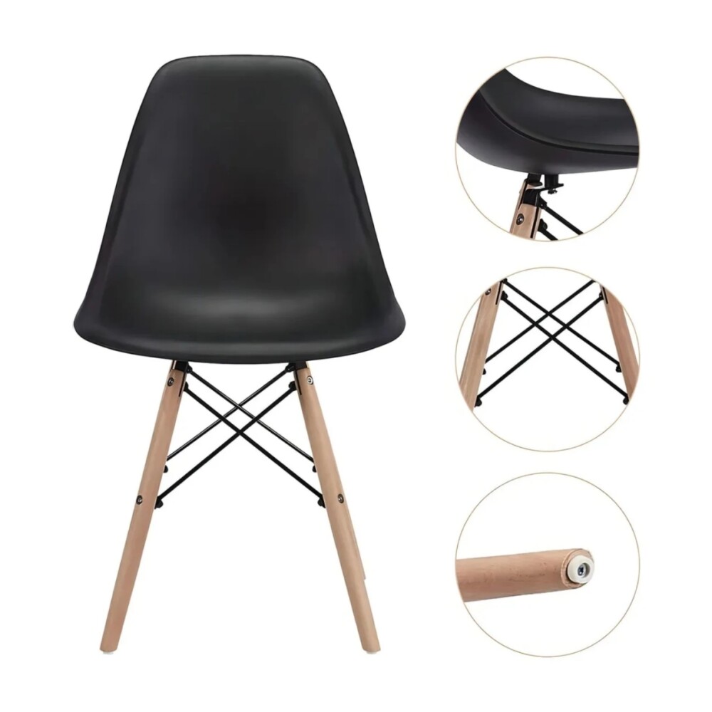 Juego de Comedor 4 Sillas Eames 80 Negro