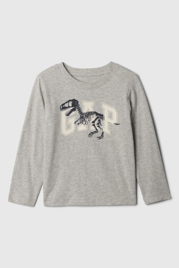 Remera Logo Gap Manga Larga Toddler Niño Light Heather Grey B08
