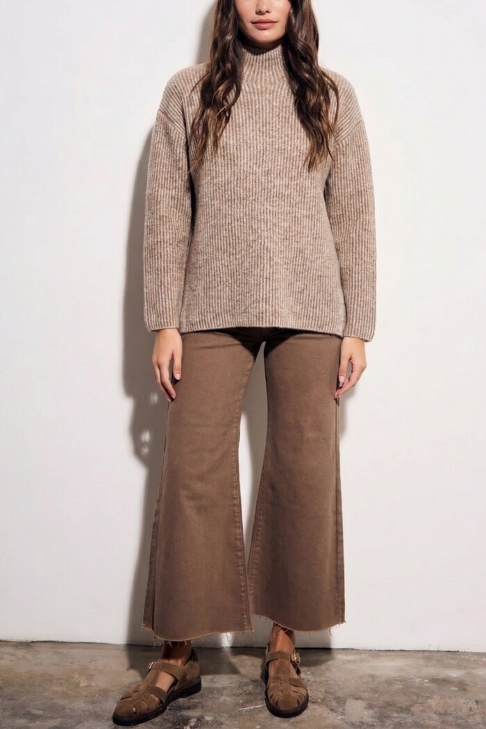 Polera Texturada Beige Melange