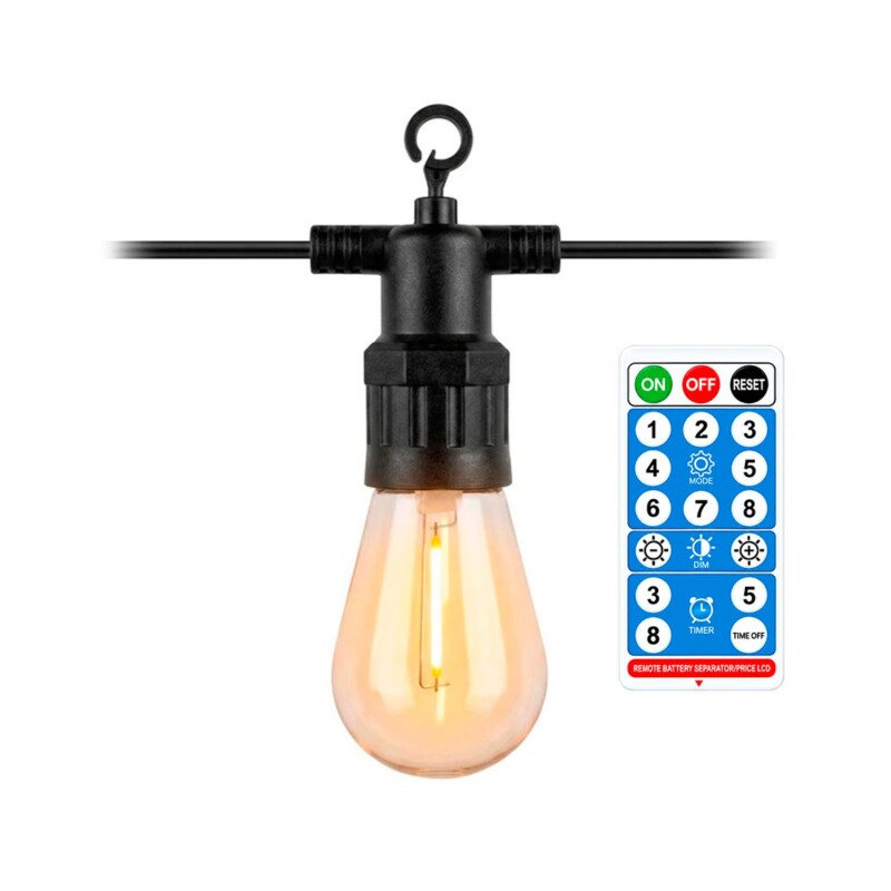 Guirnalda 10 Luces LED cálida 7,5m Solar c/control remoto Guirnalda 10 Luces LED cálida 7,5m Solar c/control remoto