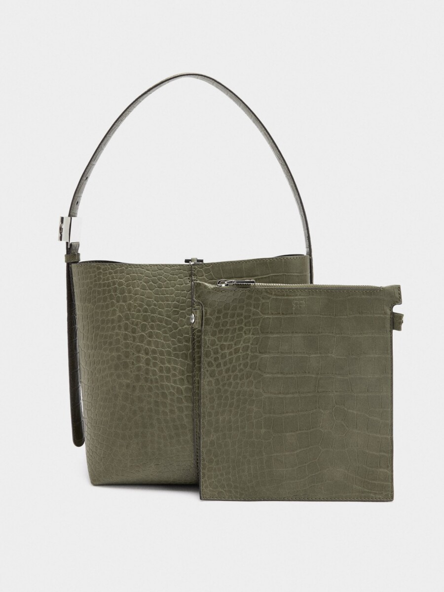 Bolso De Hombro Con Grabado Animal verde