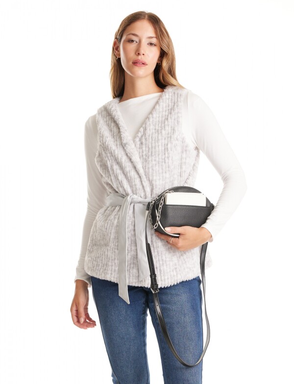 Cartera Crossbody Con Monedero NEGRO/BLANCO