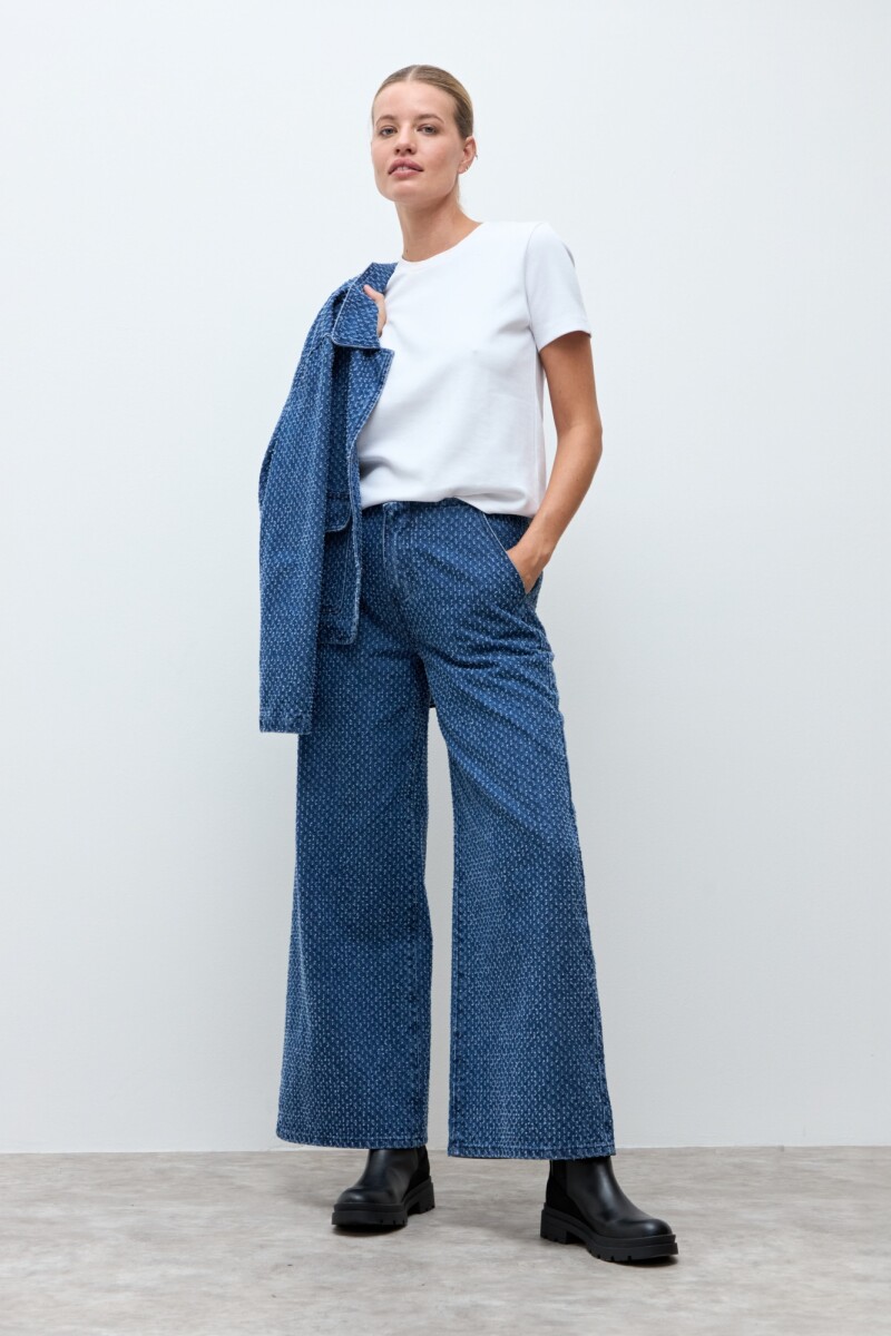 Pantalón de jean texturado jean medio