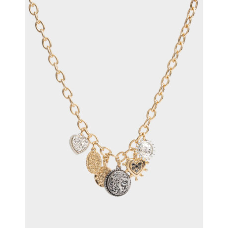 Collar Corto Multi Dijes De Medallones Dorado Burnish Gold