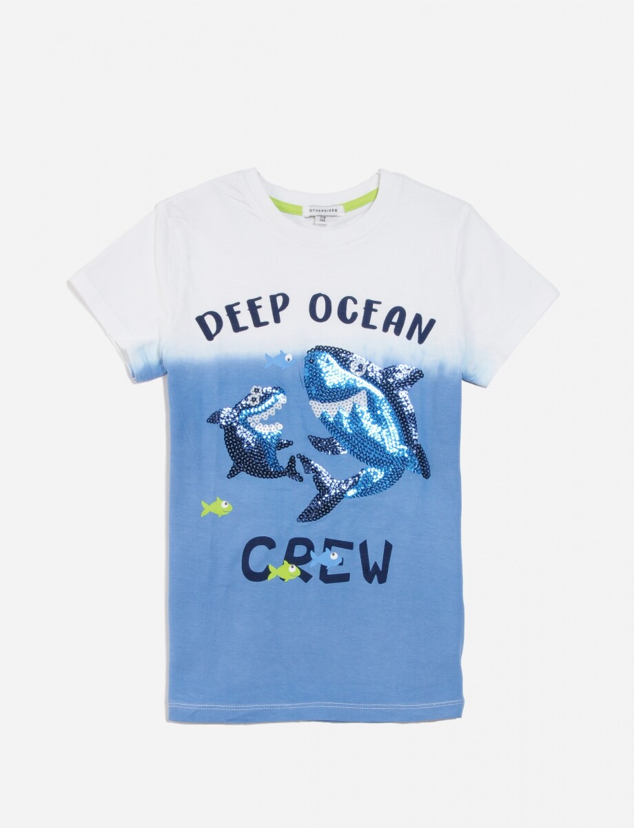 Remera m/c Deep Ocean - Celeste 