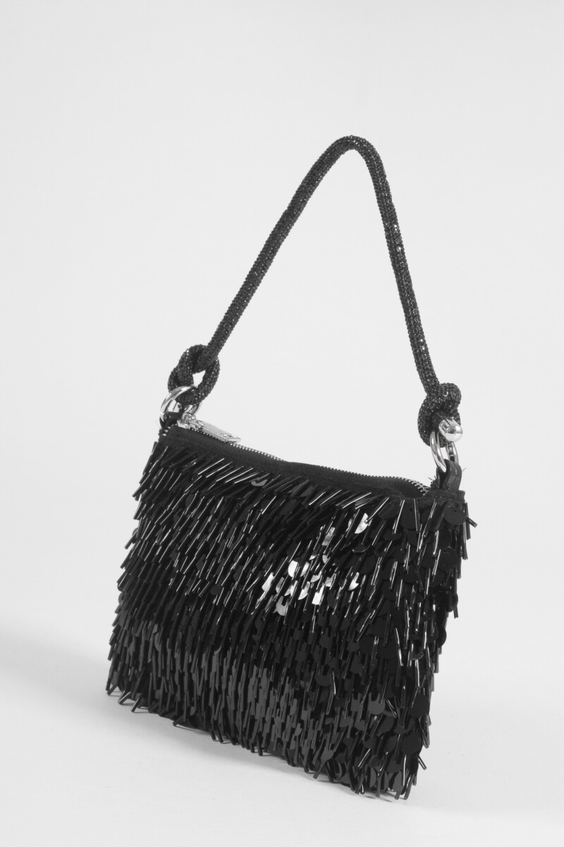 Cartera de fiesta bordada en lentejuelas y canutillos negro
