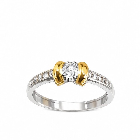 Anillo plata y oro con zirconias Anillo plata y oro con zirconias