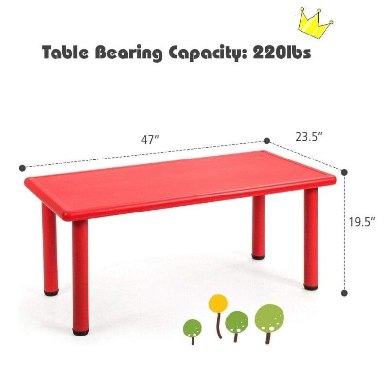 Mesa Infantil 120x60 Polipropileno Rojo