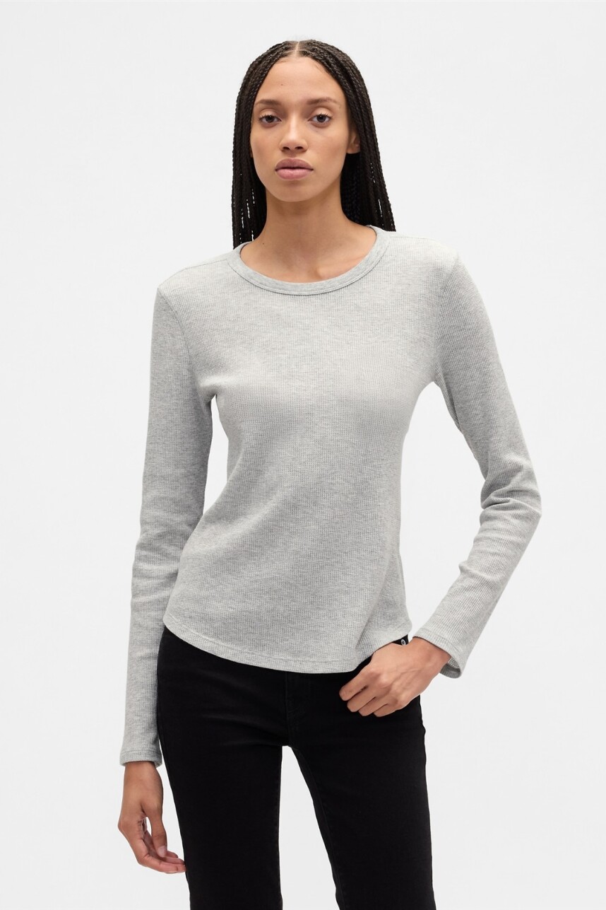 Remera Waffle Manga Larga Mujer Soft Cornflower