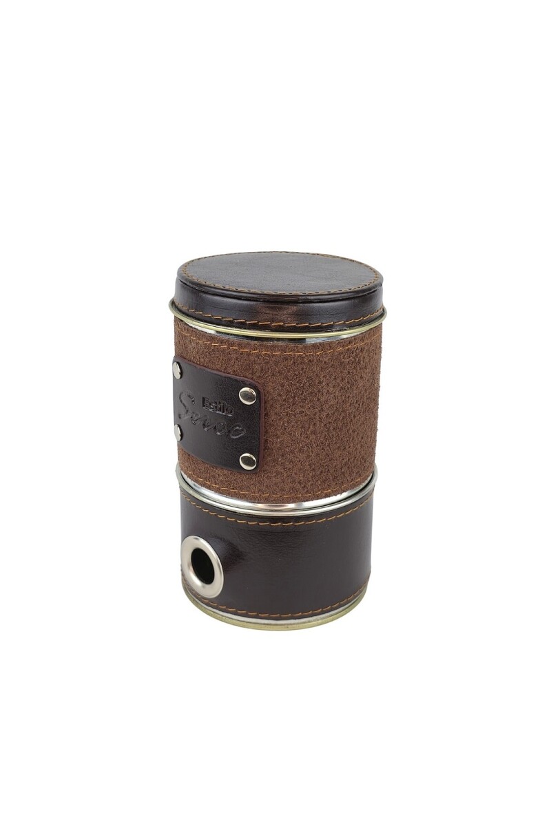 Yerbera forrada con dispensador Marron