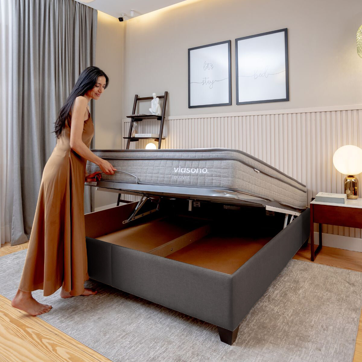 Cama baúl FLAT Gris SUPER KING 