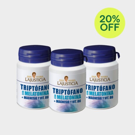 Triptófano con Melatonina + Magnesio y Vitamina B6 - 3un. 20% off Triptófano con Melatonina + Magnesio y Vitamina B6 - 3un. 20% off