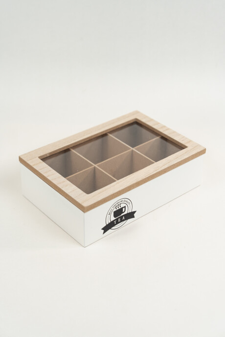 Caja Para Té Aryel, 6 Separaciones. Blanco