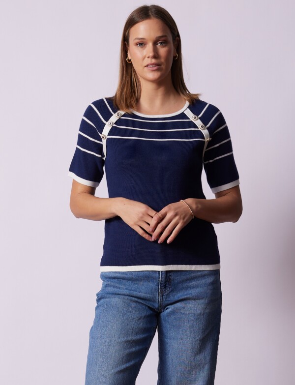 Buzo Botones AZUL/BLANCO