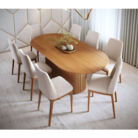 Mesa de Comedor Wind Li­nea Manhattan Vidrio Blanco/Natural Marron